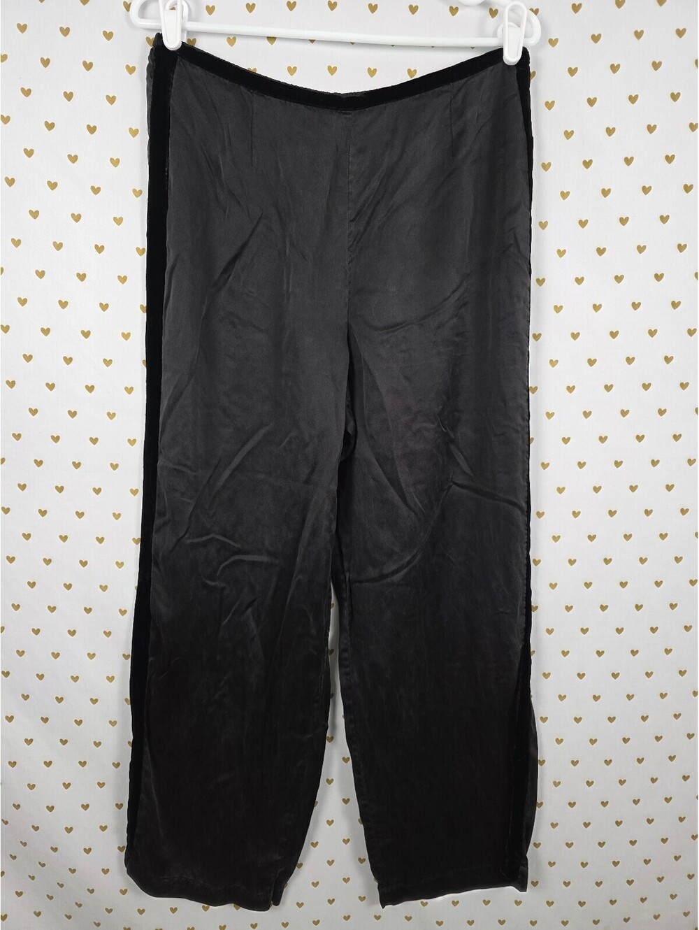 Vintage Victoria's Secret 2000 Black 100% Silk Velvet Trim Pajama Pants L
